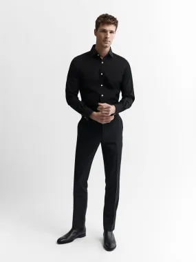 Black Poplin Slim Fit Single Cuff Classic Collar Shirt