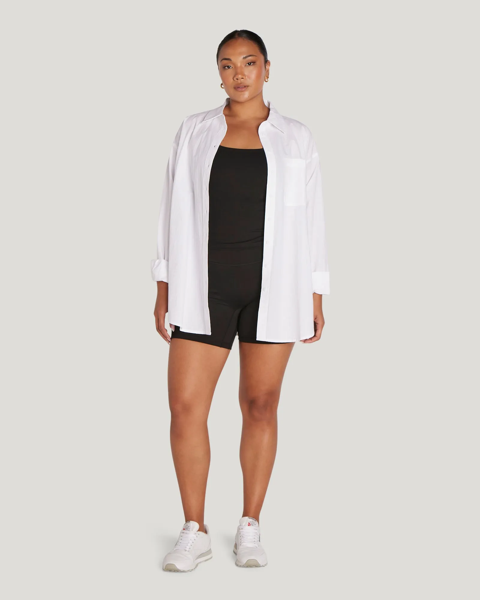 OVERSIZED BUTTON UP SHIRT - WHITE