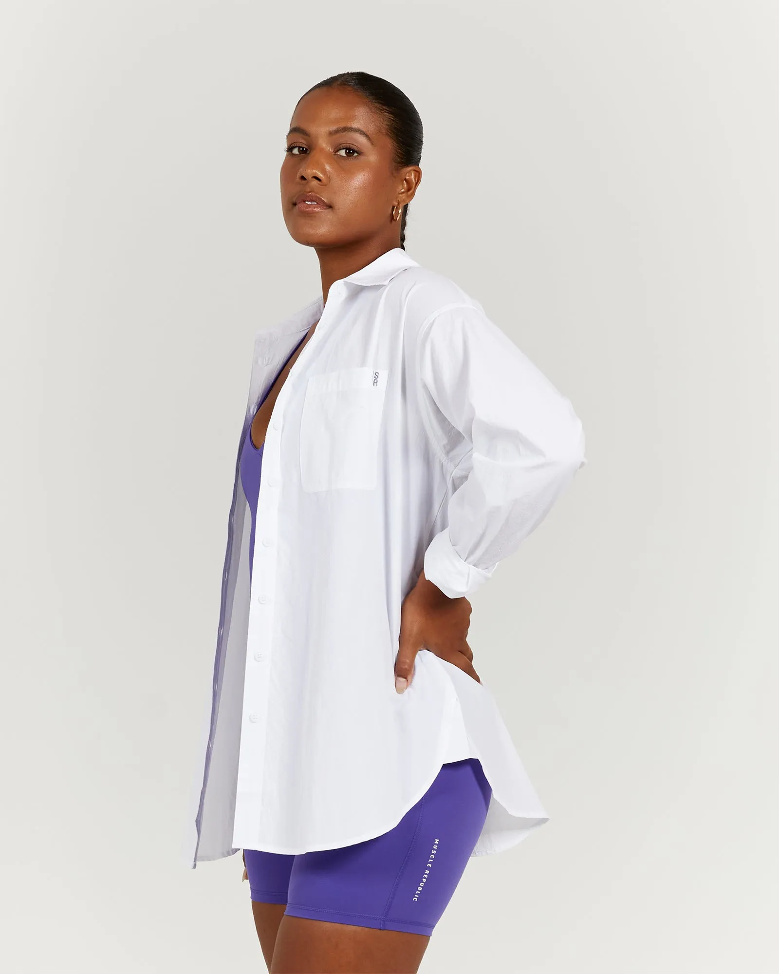 OVERSIZED BUTTON UP SHIRT - WHITE