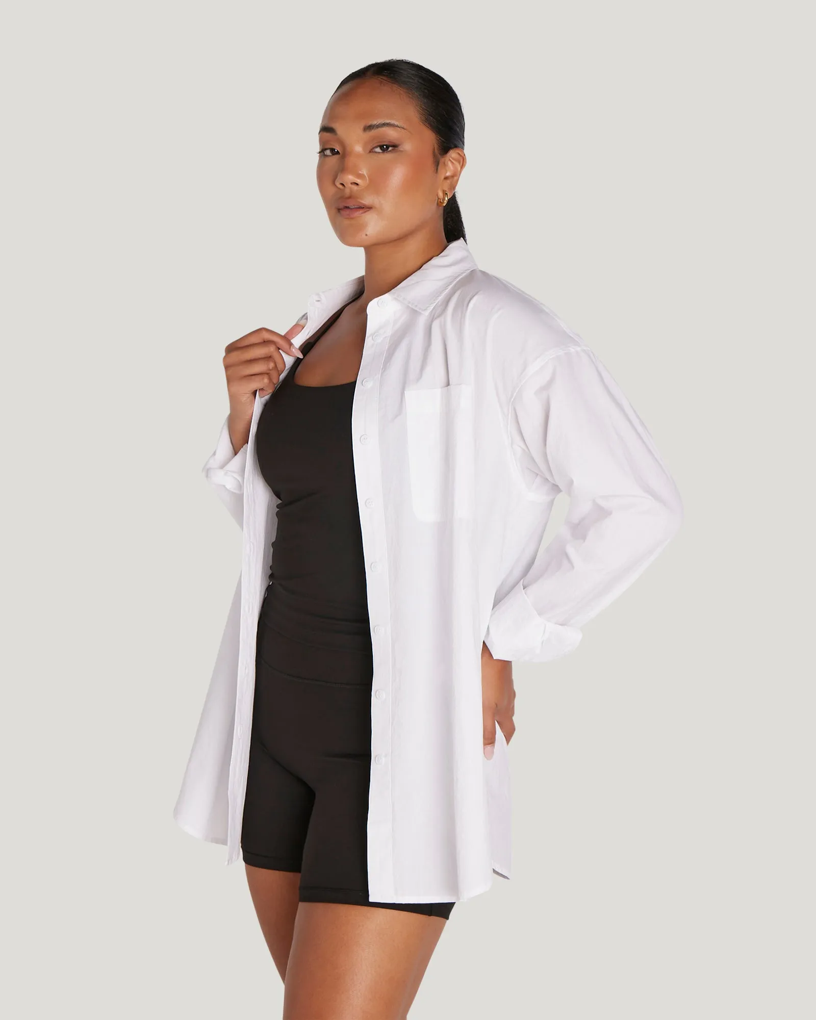 OVERSIZED BUTTON UP SHIRT - WHITE