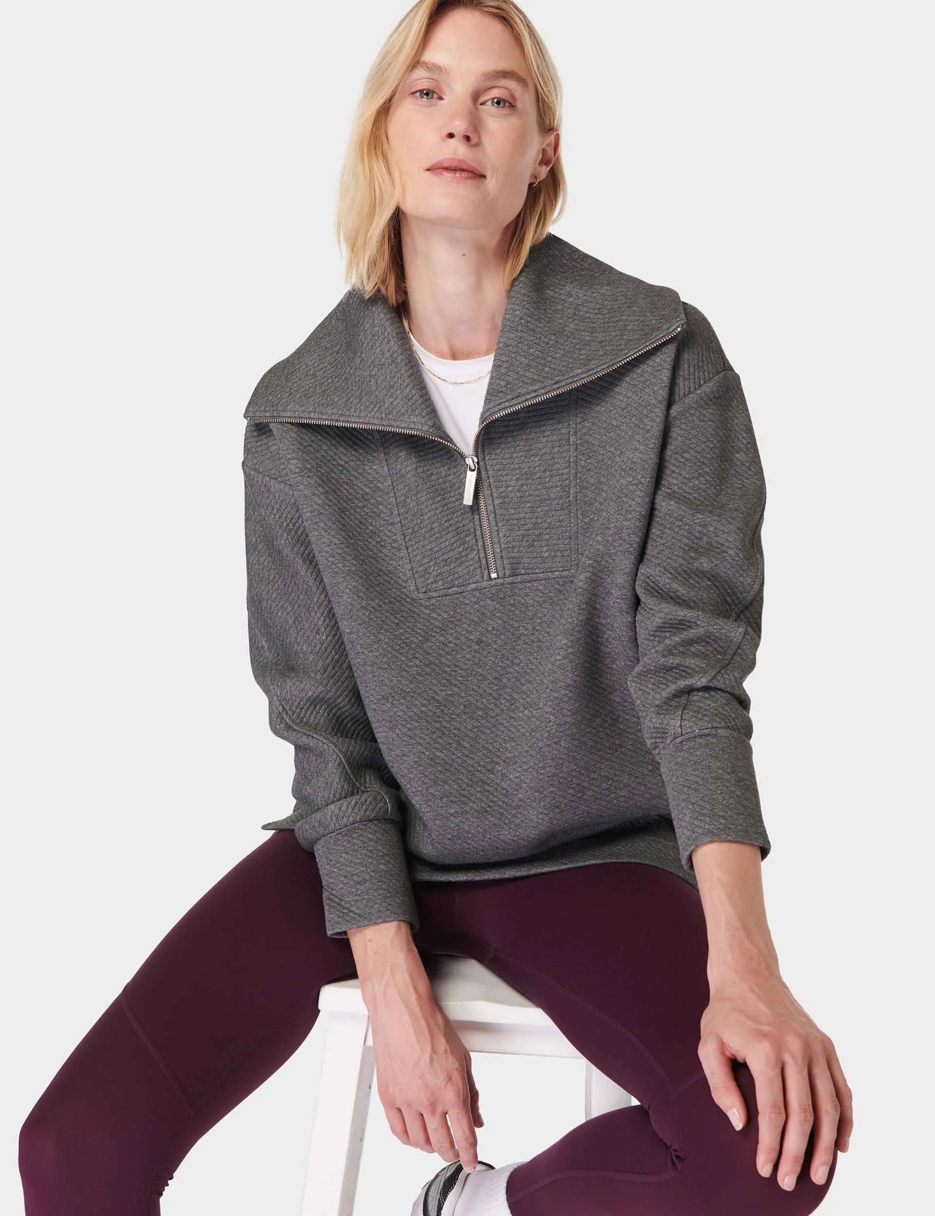 Radiant Half Zip Sweatshirt - Charcoal Grey Marl